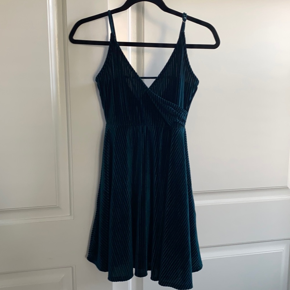 Green velvet skater dress